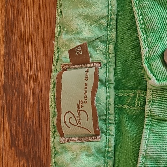 PAIGE  Jeans Skyline Ankle Peg with Brushed Green Wash - Women's Size 28 - Picture 5 of 13